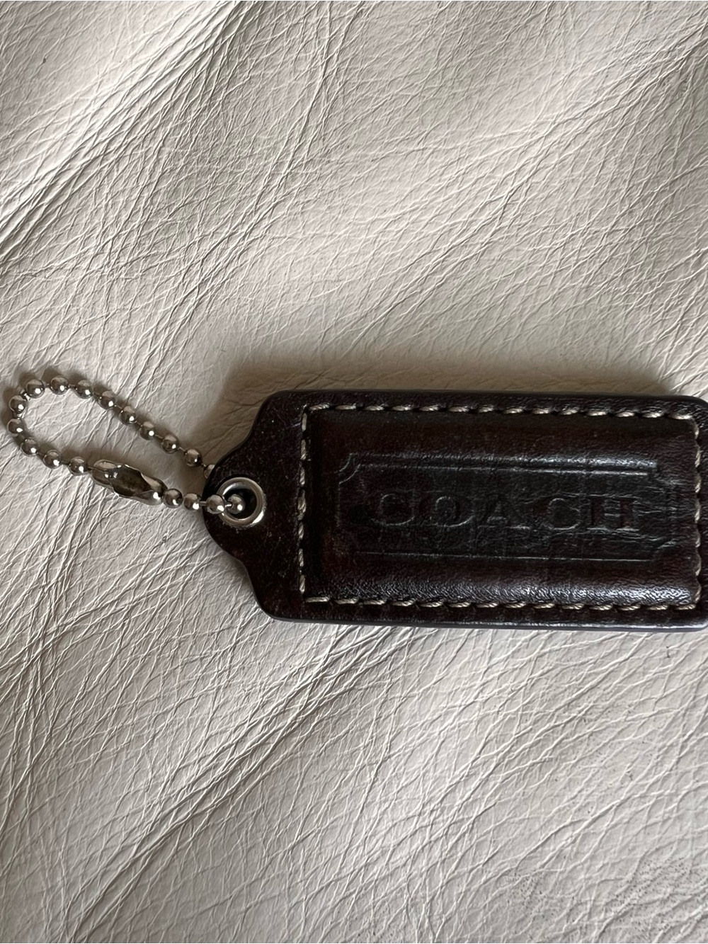 Coach Leather Keychain Hang Tag in Dark Brown